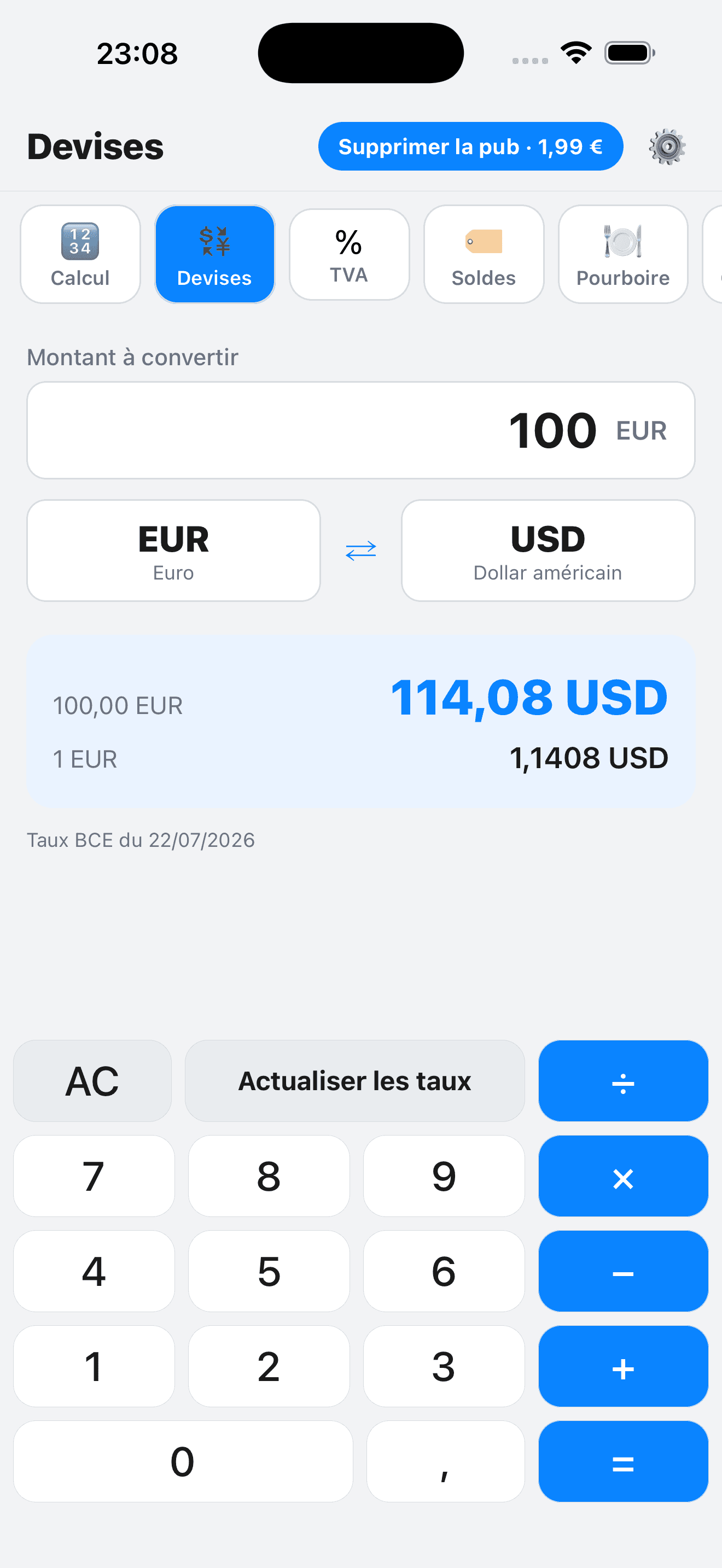 Calcul Tout — écran 1