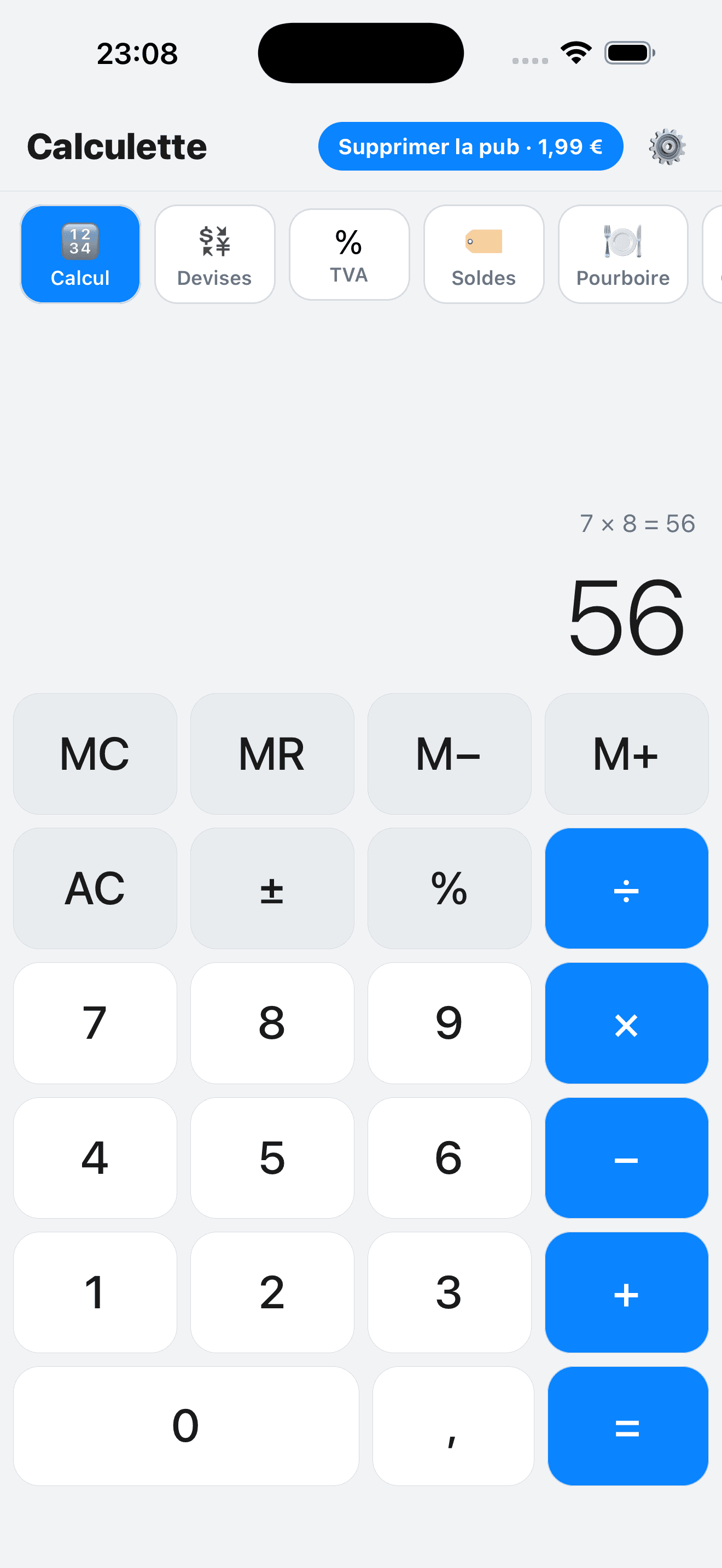 Calcul Tout — écran 4