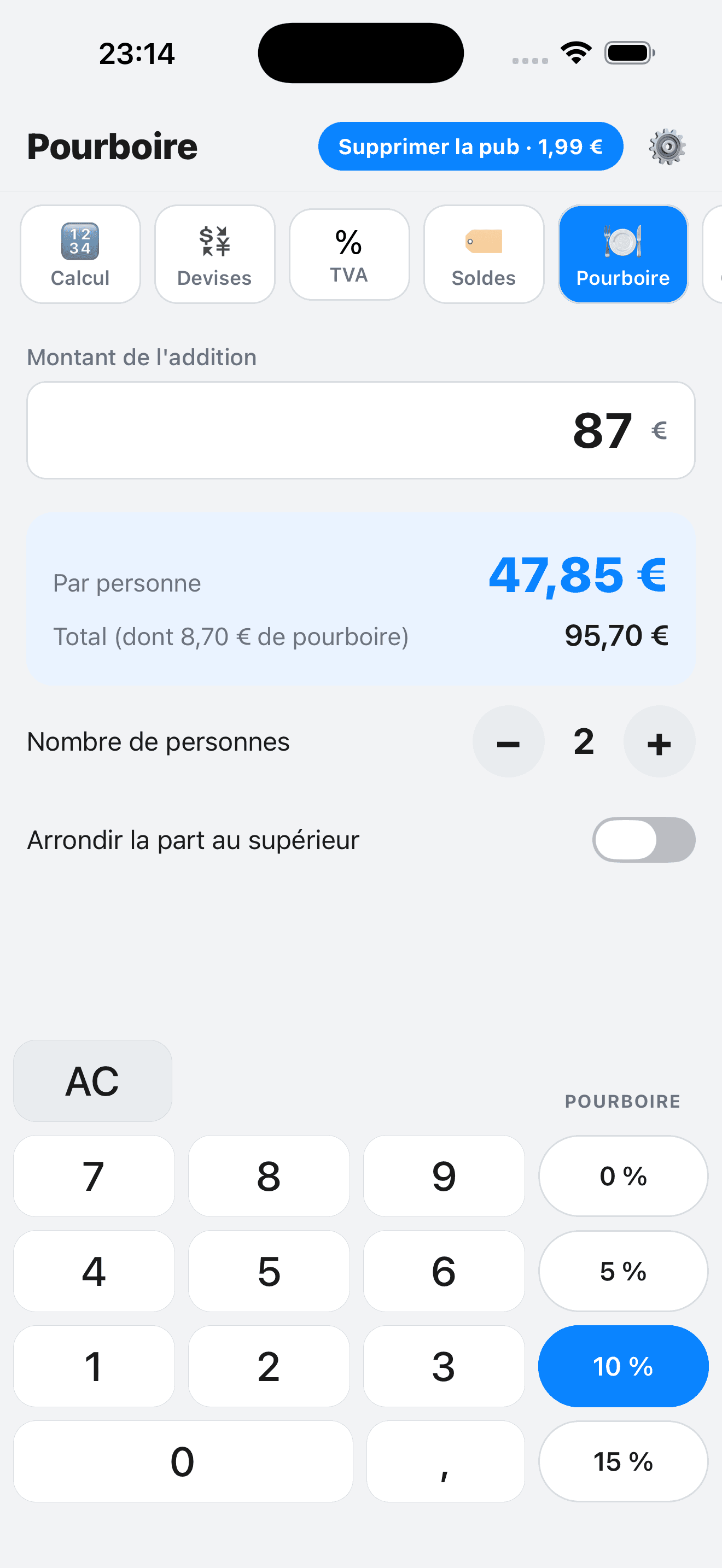 Calcul Tout — écran 5